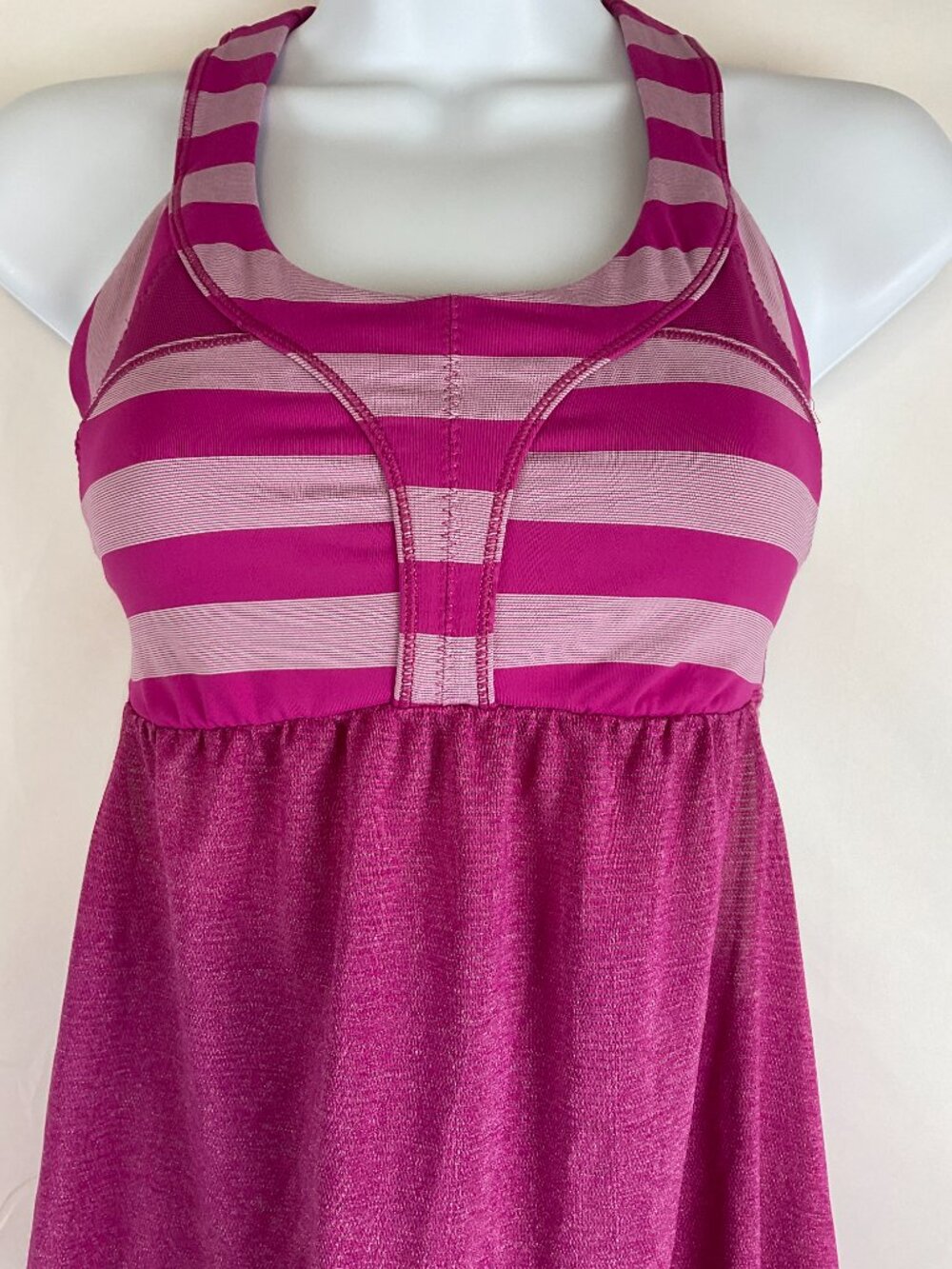 Lululemon 2-In-Run Tank 6 Heathered Raspberry Micro Macro Stripe Racerback - Picture 4 of 10